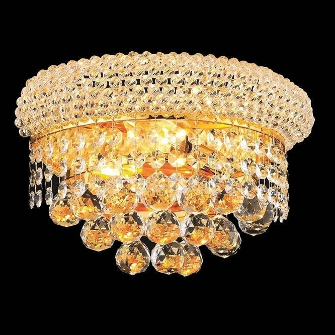 2-Light Chrome Finish D 12" x H 8" Empire Clear Crystal Wall Sconce Light 