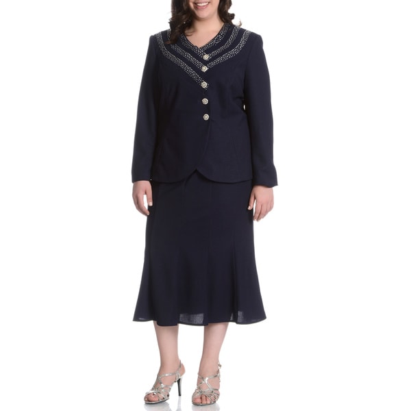 Mia-Suits Women's Plus Size Zig-zag Embellished 2-piece ...