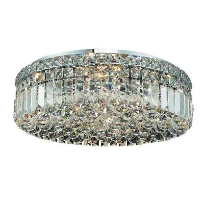 Elegant Lighting 20-inch 6-light Chrome Royal Cut Crystal Clear Flush Mount