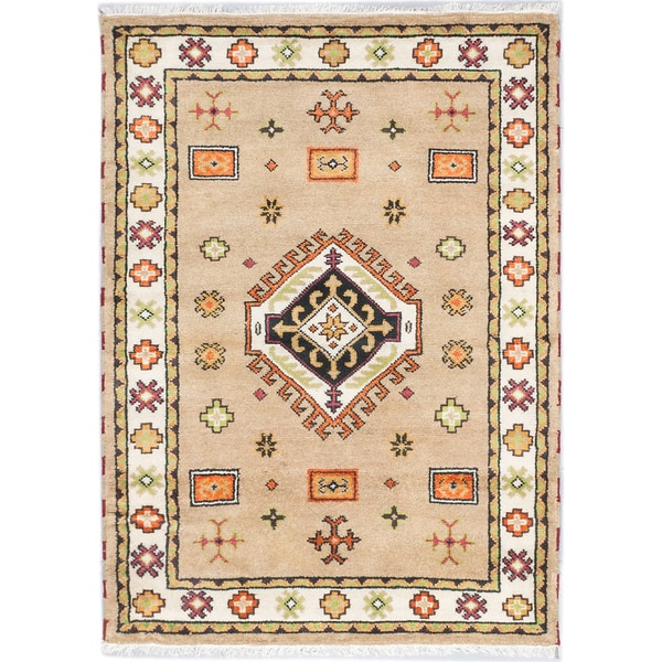 Ecarpetgallery Royal Kazak Khaki Wool Medallion Rug