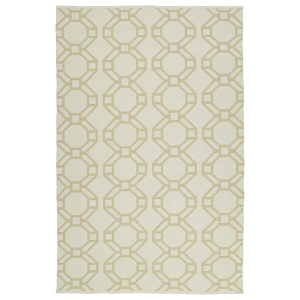 Indoor/Outdoor Laguna Ivory and Khaki Geo Flat-Weave Rug (8'0 x 10'0) - 8' x 10'