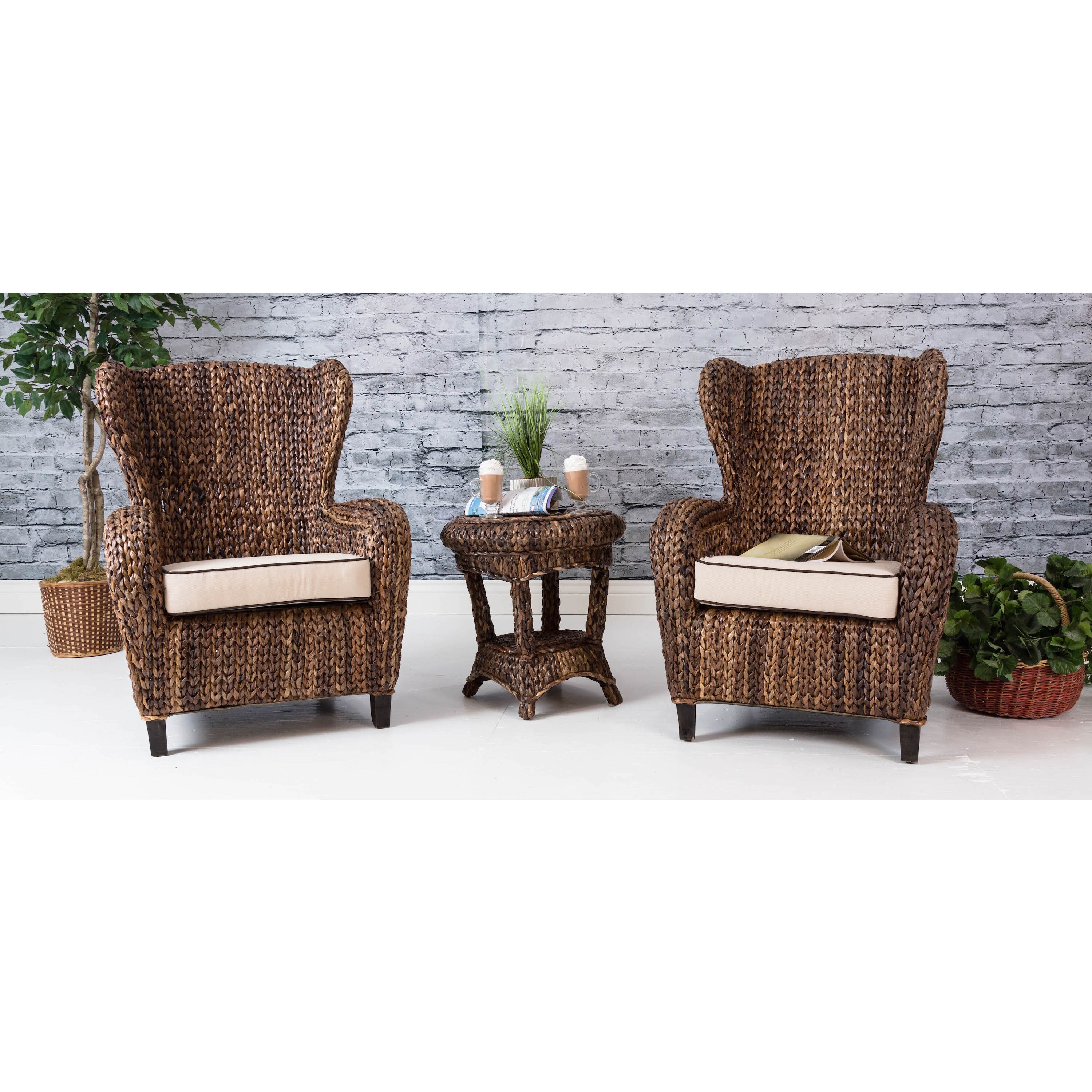 Shop Handmade Somette 3 Piece Rattan Indoor Outdoor Sloped Arm