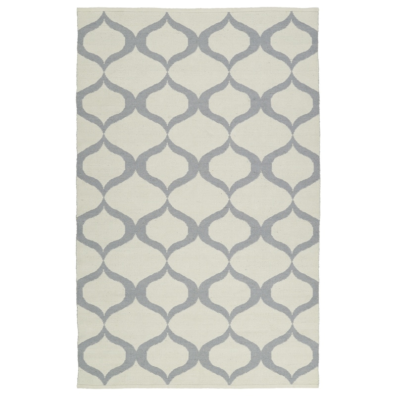Indoor/Outdoor Laguna Ivory and Grey Geo Flat-Weave Rug (2'0 x 3'0) - 2' x 3'