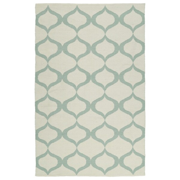 Shop Indoor/Outdoor Laguna Ivory and Mint Geo FlatWeave Rug 9' x 12