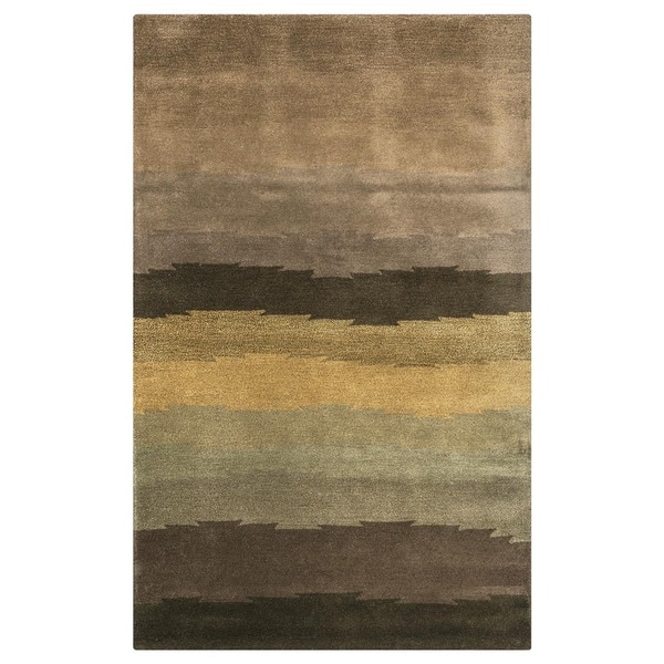 Rizzy Home Brown Colours Collection Hand-Tufted New Zealand Wool Accent Rug (5' x 8') - 5' x 8'