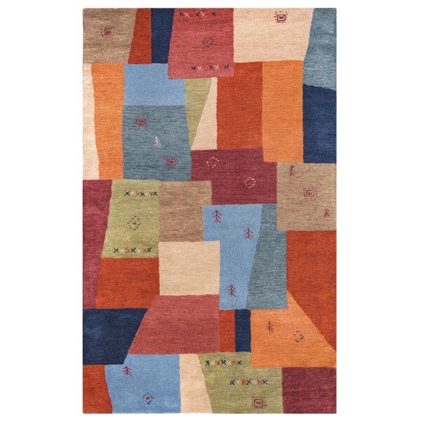 Rizzy Home Mojave Collection Orange Colorblock Rug. Opens flyout.