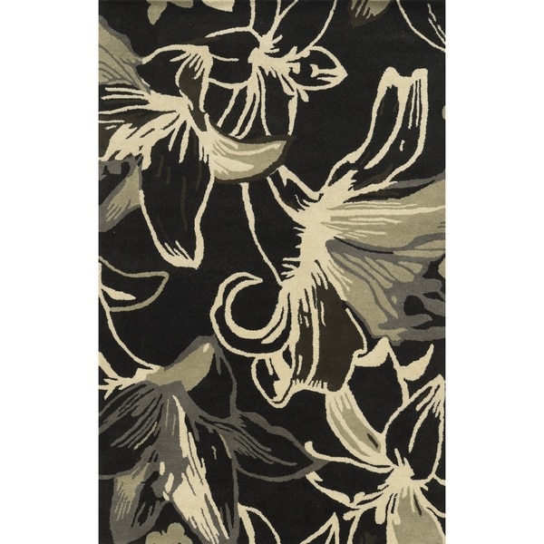 Rizzy Home Black Pierre Collection 100-percent Wool Hand-Hand-Tufted Accent Rug (9' x 12') - 9' x 12'