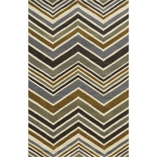 Rizzy Home Grey Rockport Collection 100-percent Wool Hand-Tufted Accent Rug (5' x 8') - 5' x 8'