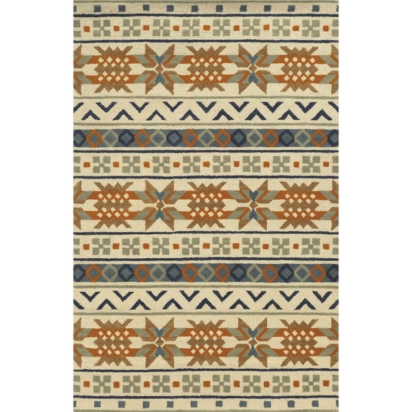 Rizzy Home Ivory Rockport Collection 100-percent Wool Hand-Tufted Accent Rug (5' x 8') - 5' x 8'