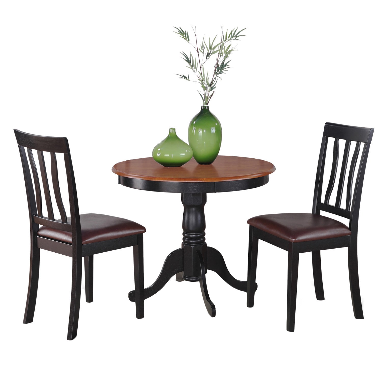 Black Round Kitchen Table Plus 2 Dining Room Chairs 3 Piece Dining