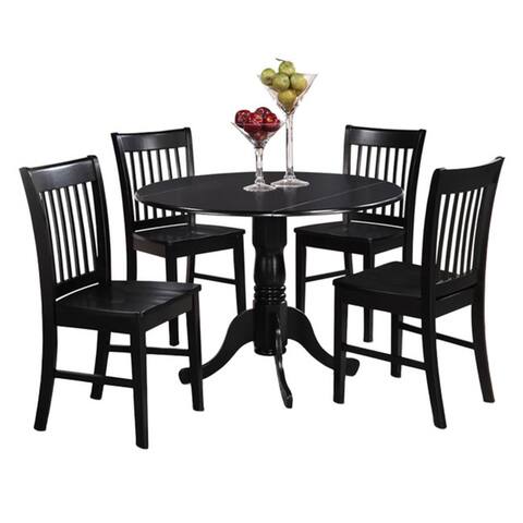 Black Round Kitchen Table And 4 Dinette Chairs 5 Piece Dining Set
