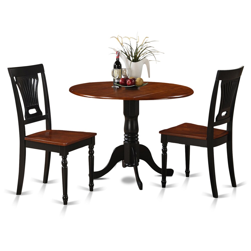 East West Furniture Black and Cherry Round Table and Two Dinette Chair 3-piece Dining Set (Black and Cherry)