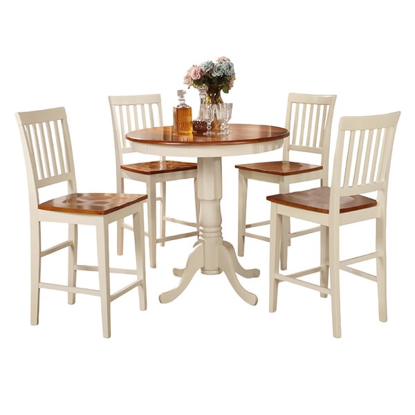 Buttermilk and Cherry High Table and Four Kitchen Chair 5 piece Dining