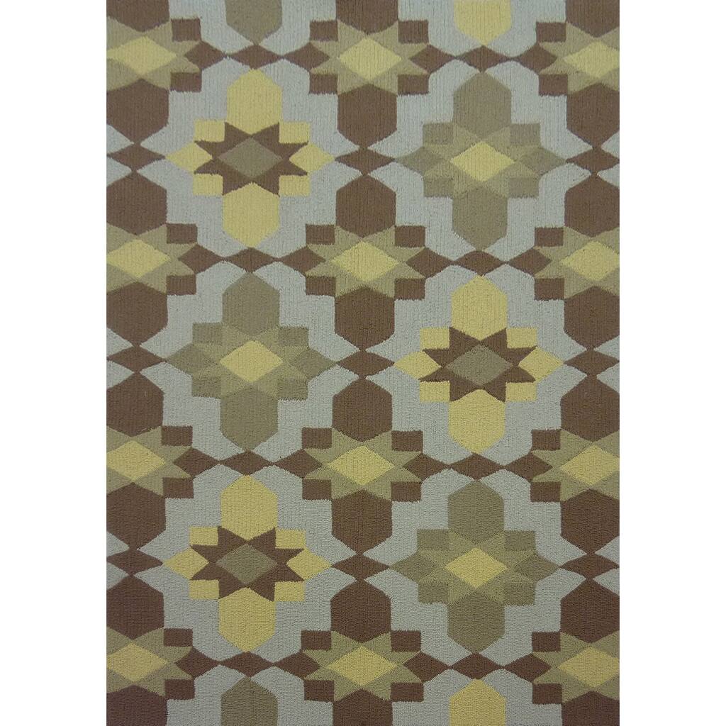 Geometric Brown Outdoor Rug