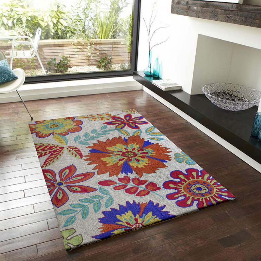 Bright Floral Outdoor Rug