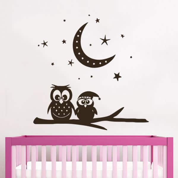 Tree and Owls Moon and Stars Vinyl Sticker Wall Art - Bed Bath & Beyond ...
