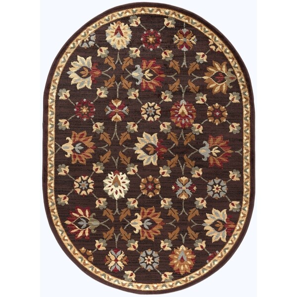 Alise Rhythm Floral Brown Area Rug (5'3 x 7'3 Oval) 5'3 x 7'3 Free Shipping Today