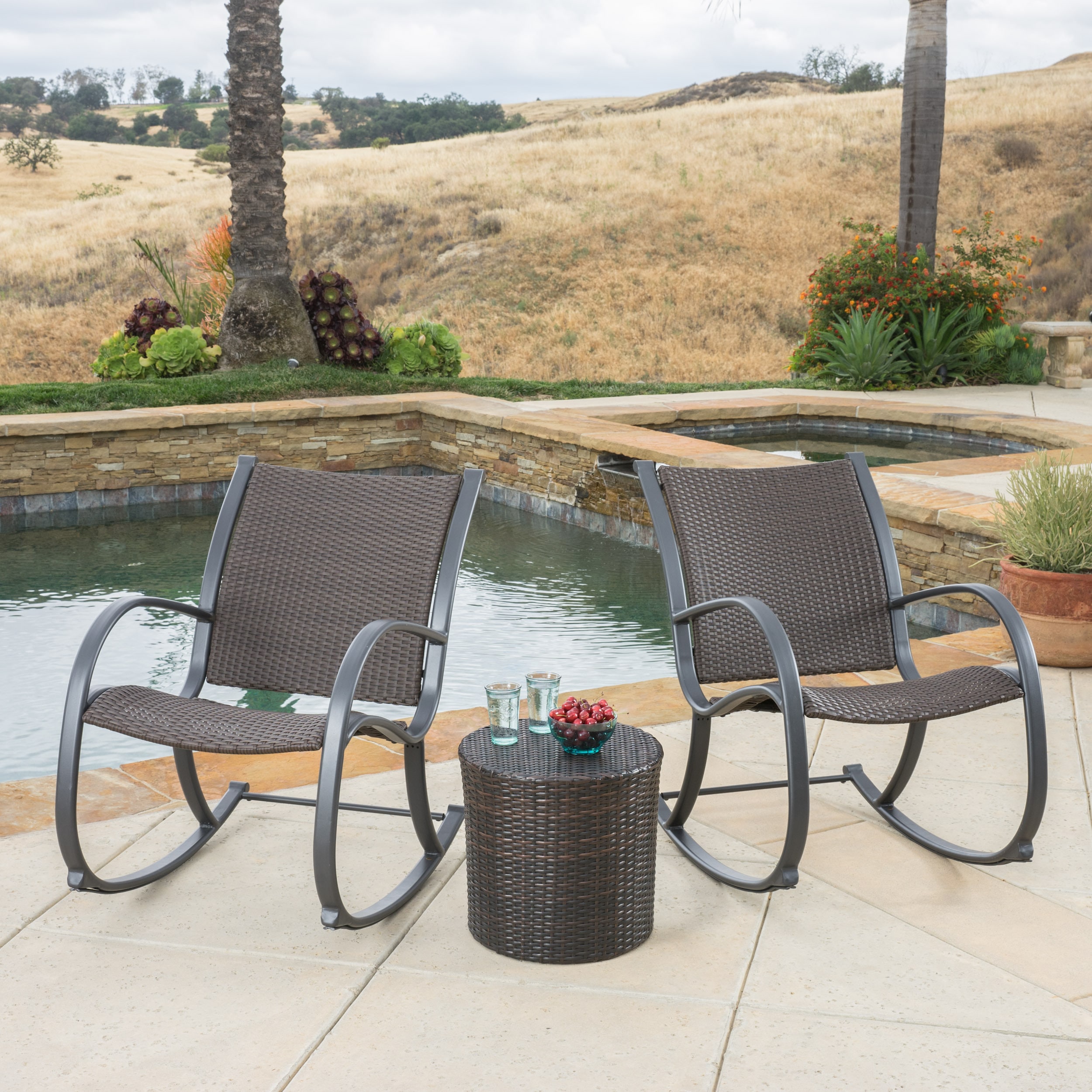 Gracie s Outdoor 3 piece Wicker Bistro Set by Christopher Knight