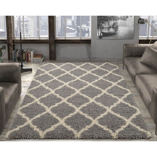 Ottomanson Ultimate Collection Moroccan Trellis Design Shag Area Rug