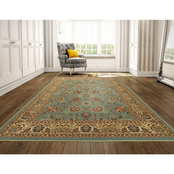 Shop Ottomanson Ottohome Persian Style Sage Green/ Aqua Blue Rugs with