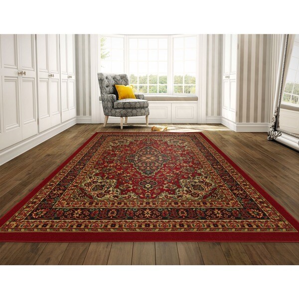 Ottomanson Ottohome Collection Persian Heriz Oriental Design Non-slip Rubber Backing Area Rug (8' x 10')