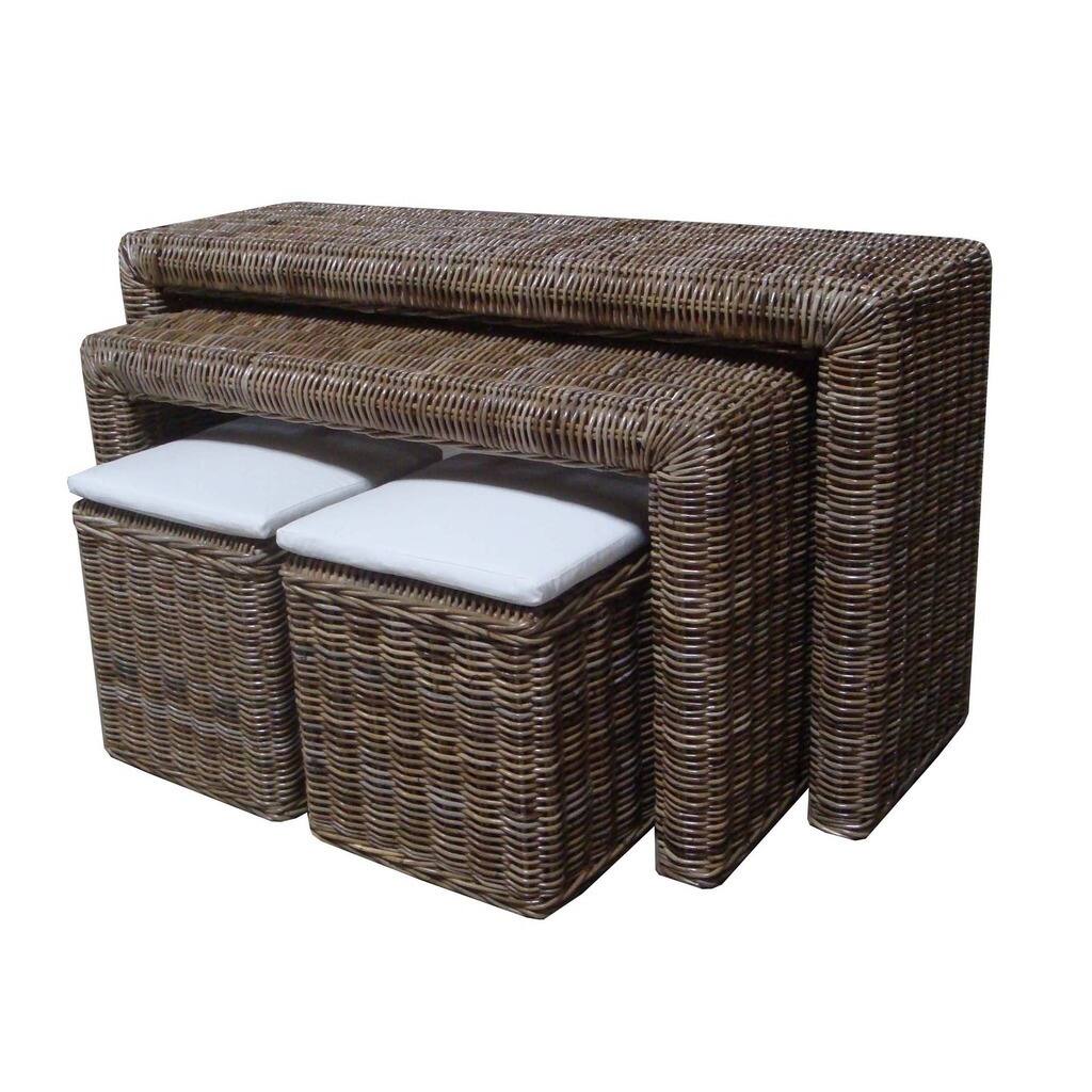 Nesting Console Table (Set of 2 with 2 Stools)