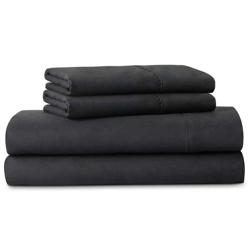 LUCID Comfort Collection Brushed Microfiber Bed Sheet Set - Twin - Black