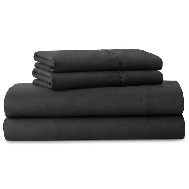 LUCID Comfort Collection Brushed Microfiber Bed Sheet Set - Full XL - Black