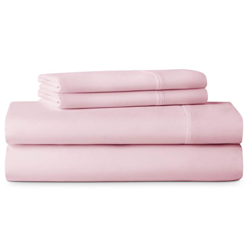 LUCID Comfort Collection Brushed Microfiber Bed Sheet Set - Cot - Pink
