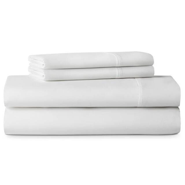 LUCID Comfort Collection Brushed Microfiber Bed Sheet Set - Short Queen - White