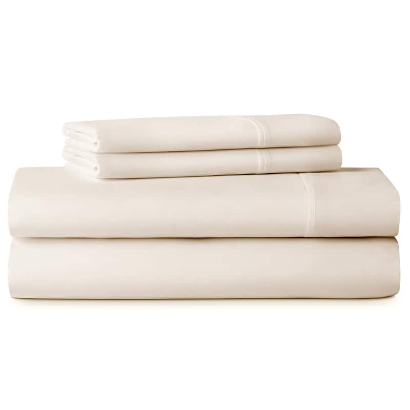 LUCID Comfort Collection Brushed Microfiber Bed Sheet Set - Twin XL - Ivory