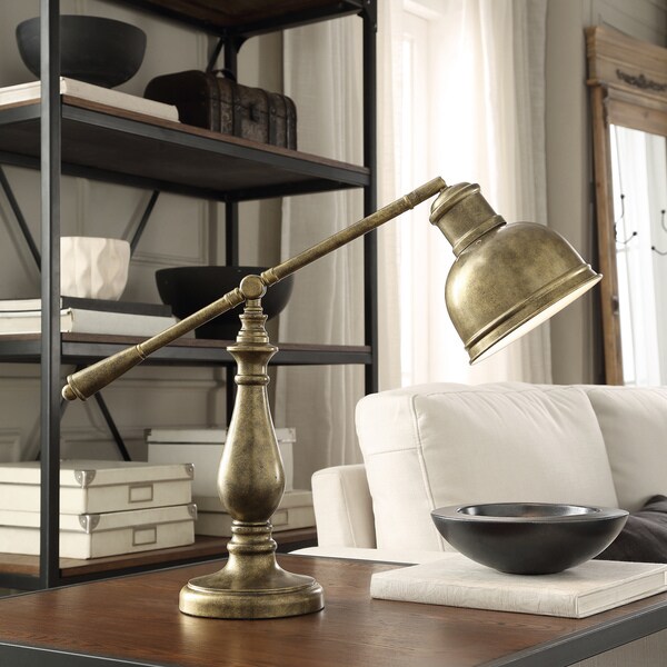 Maximus Metal Antiqued Brass 1-light Accent Desk Lamp by iNSPIRE Q Artisan