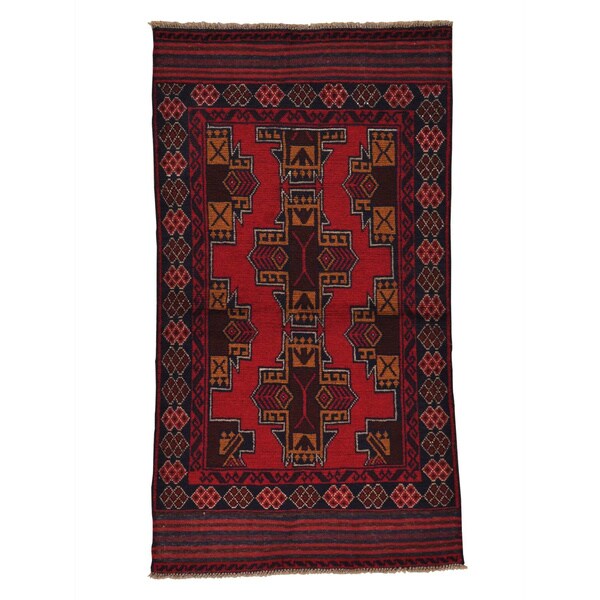 Hand-knotted Oriental Wool Afghan Baluch Rug (3'6 x 6'4) - Bed