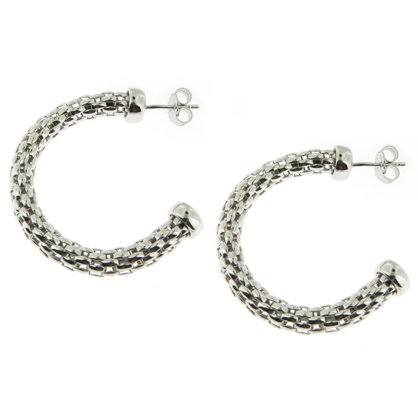 Handmade Sterling Silver Mesh Hoop Earrings Italy Free Handmade Sterling Silver Mesh Hoop Earrings Italy