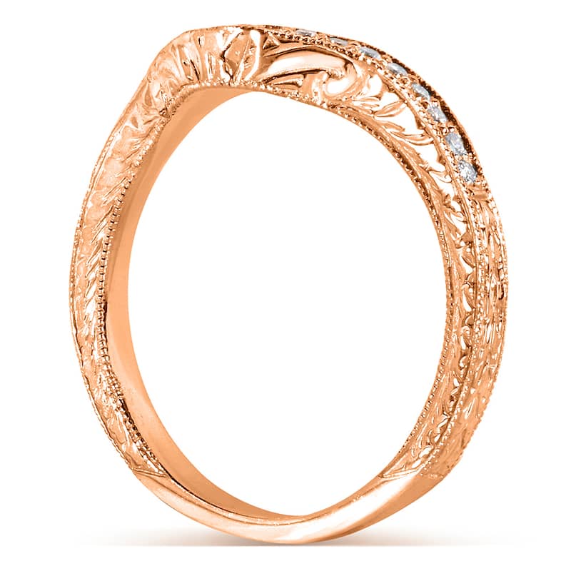 Annello by Kobelli 14k Rose Gold 1/8ct TDW Ladies Contoured Diamond Wedding Band