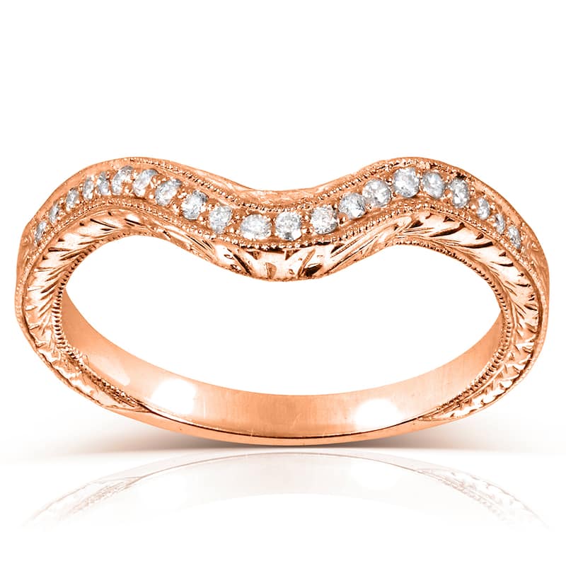 Annello by Kobelli 14k Rose Gold 1/8ct TDW Ladies Contoured Diamond Wedding Band - 4