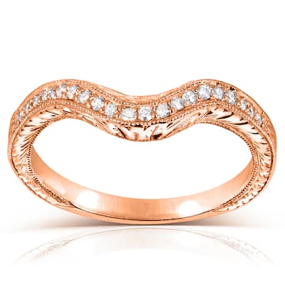 Annello by Kobelli 14k Rose Gold 1/8ct TDW Ladies Contoured Diamond Wedding Band