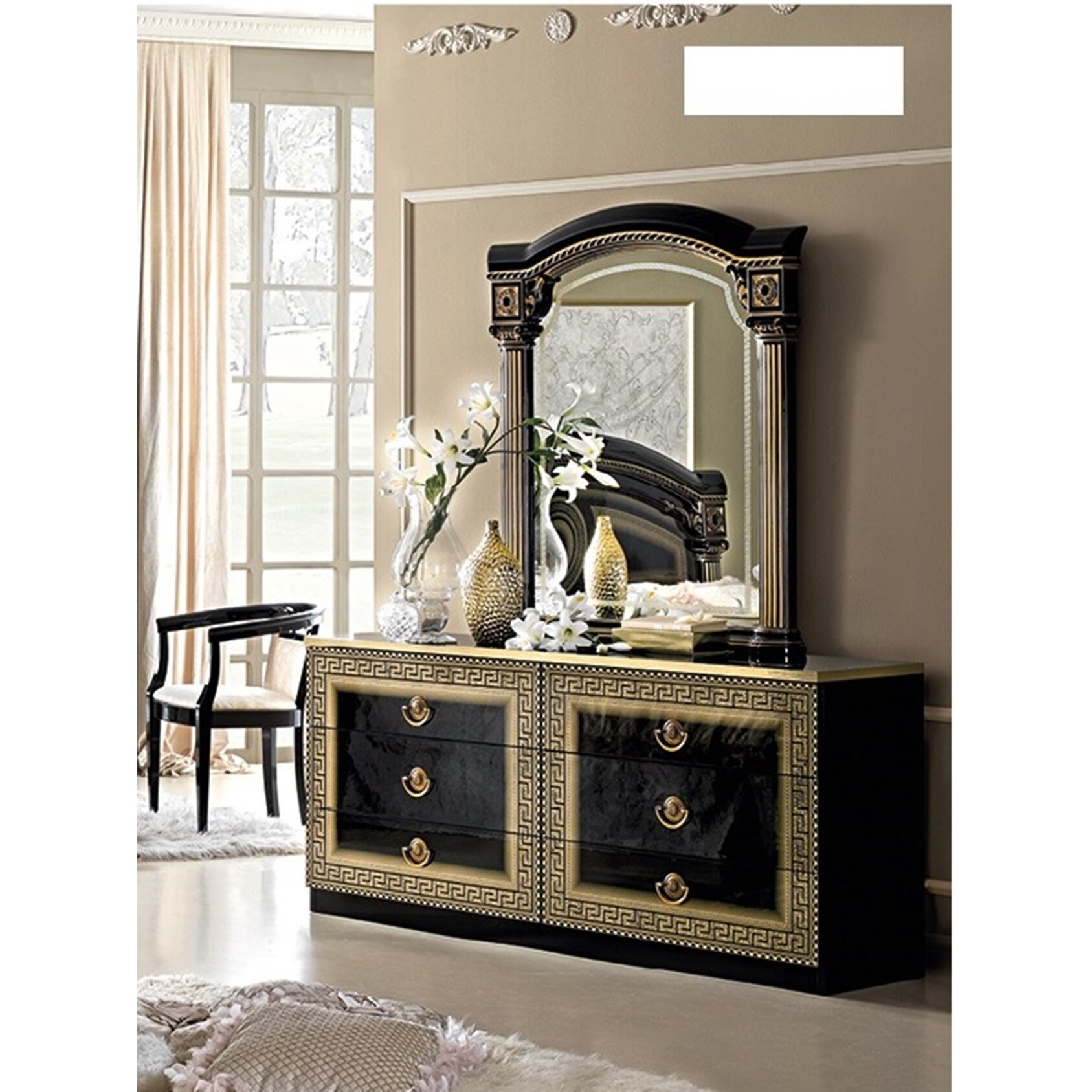 Shop Luca Home Black Gold Dresser And Mirror Overstock 10203329