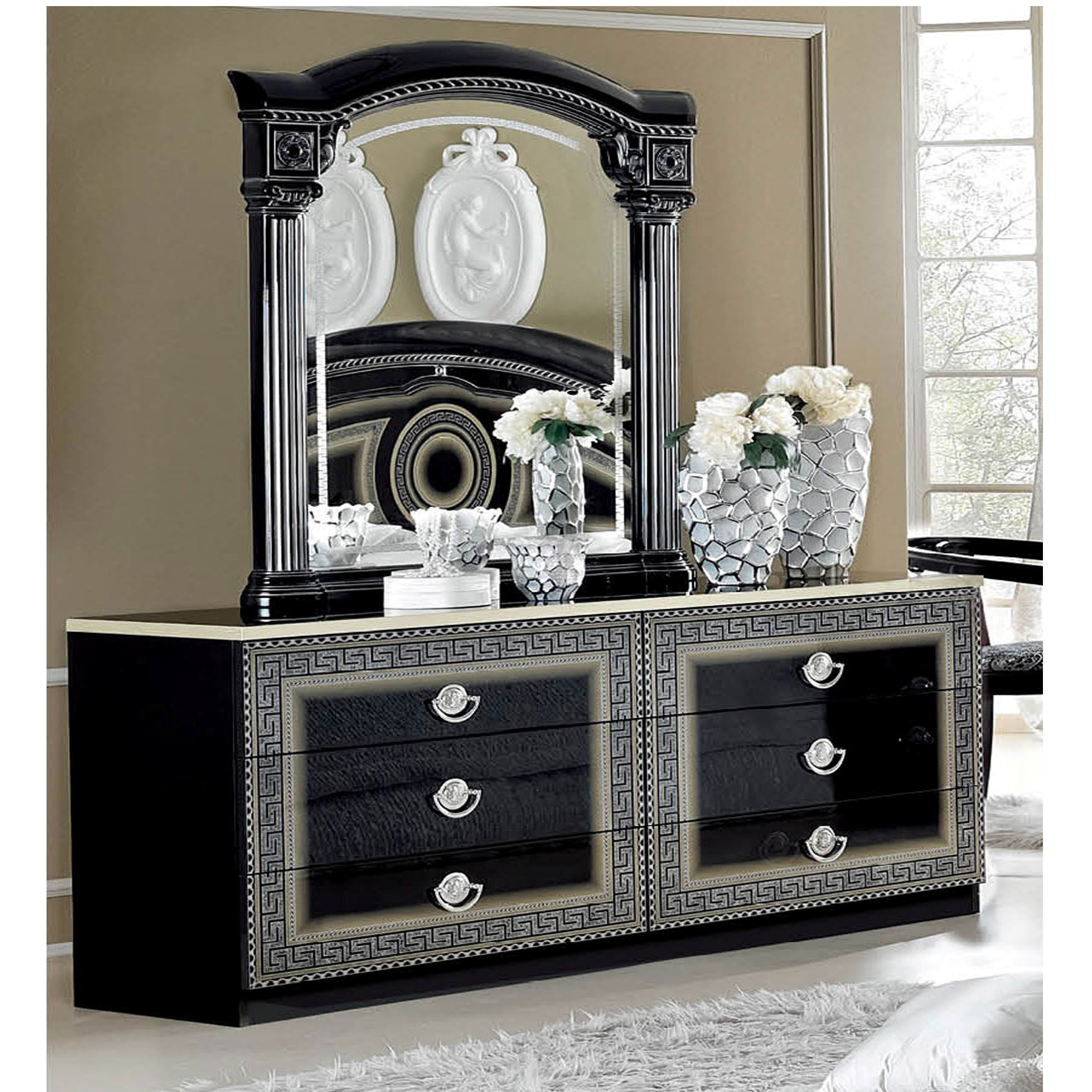 Shop Luca Home Black Silver Dresser And Mirror Overstock 10203333