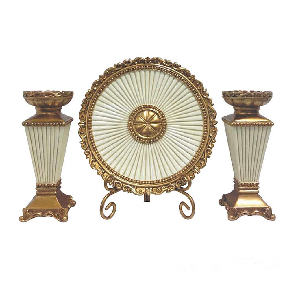 D'Lusso Designs Desiree Collection Four Piece Charger, Stand And Two Candlestick Set