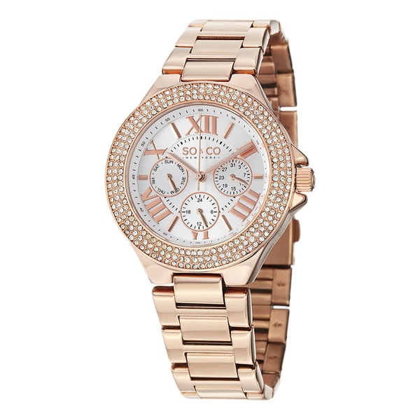 SO&CO New York Womens Madison Quartz Austrian Crystal Stainless Steel