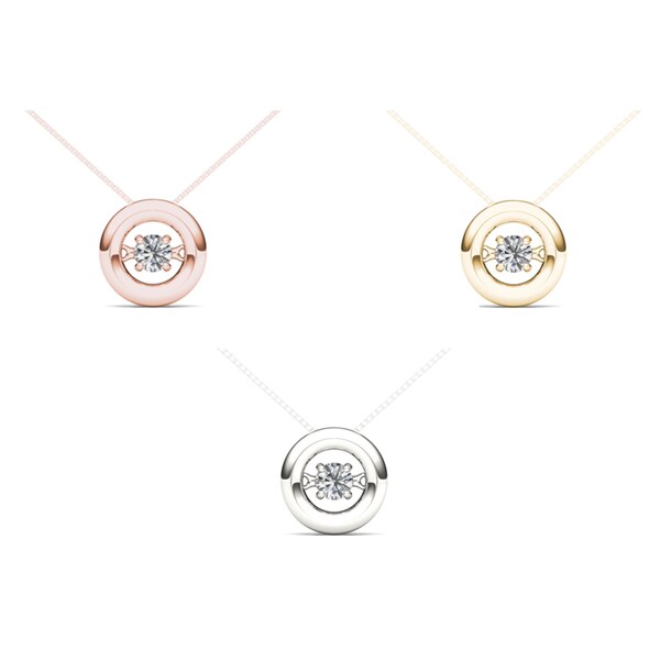 De Couer IGI Certified 10k Gold 1/10ct TDW Diamond Heart Beat Necklace