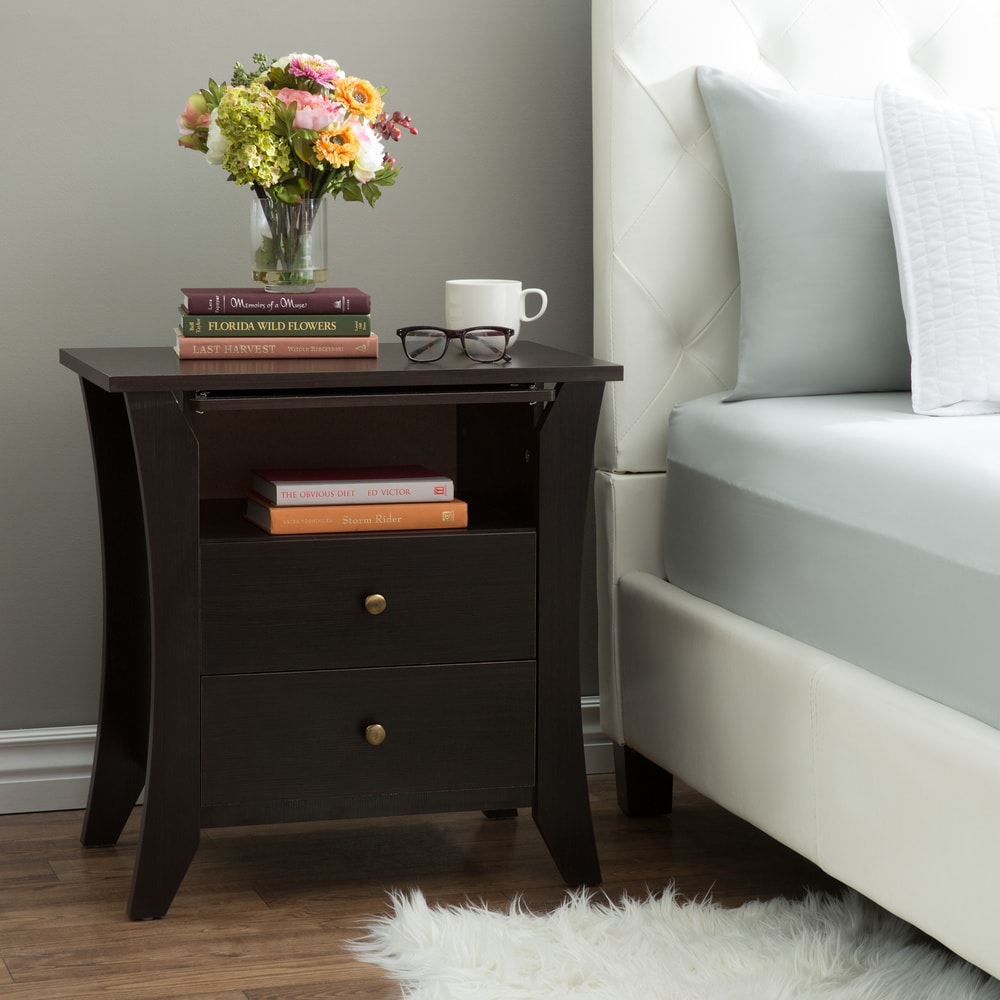 Shop Furniture Of America Mendolla Modern Espresso 2 Drawer Nightstand Overstock 20460884