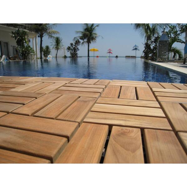 Shop Bare Decor Ez Floor Interlocking Flooring Tiles In Solid Teak