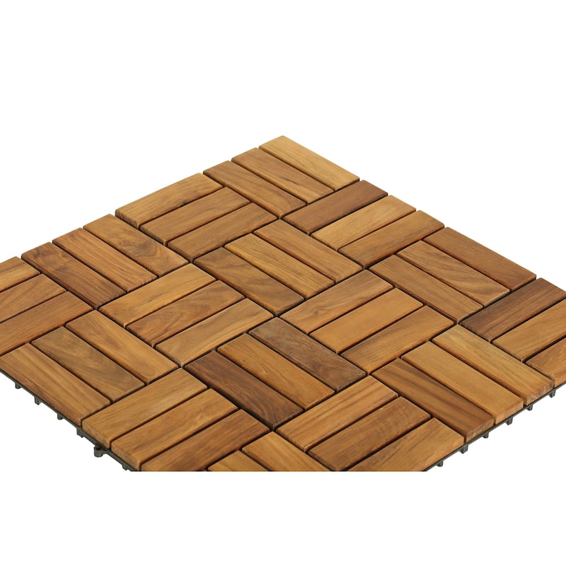 Bare Decor EZ-Floor Solid Teak Wood Interlocking Flooring Tiles - tiles (set of 10)