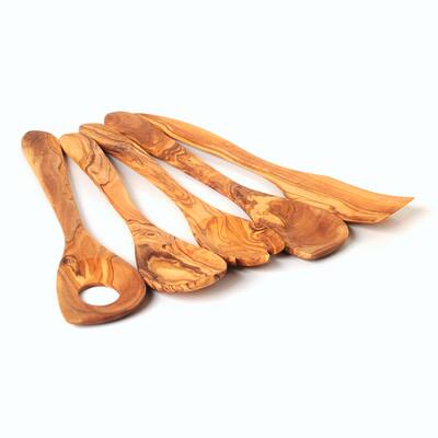 Handmade Olive Wood Kitchen Utensil Set - Tan - N/A