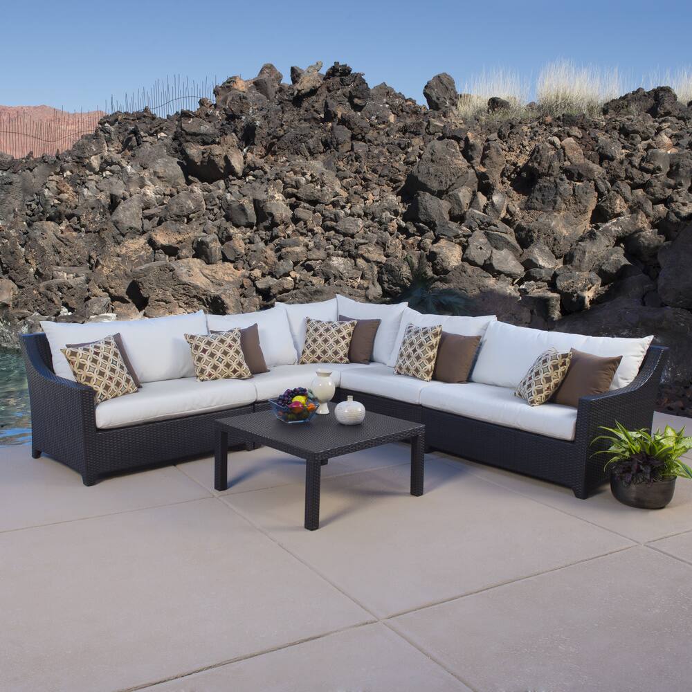 Deco 6 Piece Sunbrella Outdoor Patio Sectional And Table Set
