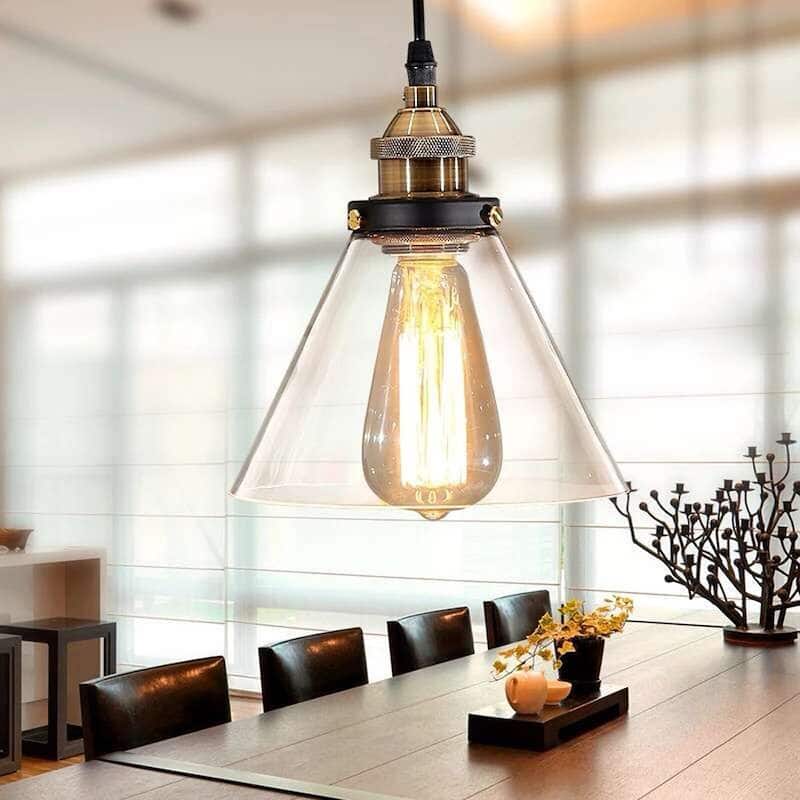 Zhuri 8-inch Adjustable Cord Glass Cone Edison Lamp