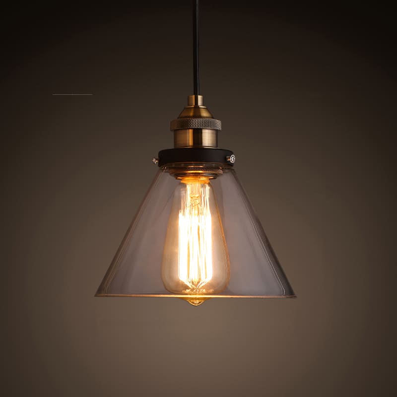 Zhuri 8-inch Adjustable Cord Glass Cone Edison Lamp