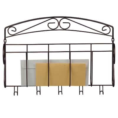 Bronze Letter Holder with Key Hooks